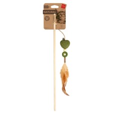 Waucat Fun Natural Іграшка для котів Дразнилка із серцем, деревом, пресованою котячою м'ятою, пером та джутовою мотузкою