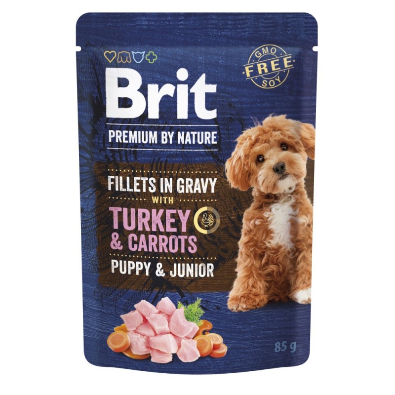 Brit Premium Dog Puppy Fillets in Gravy Turkey and Carrots Консервы для щенков малых пород филе в соусе с индейкой и морковью